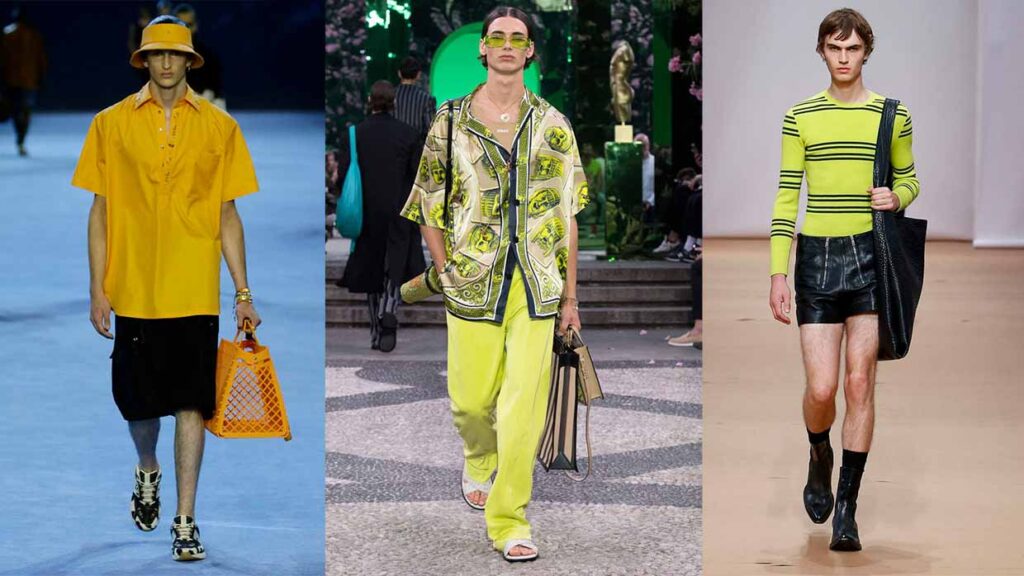 Mannenmode trends zomer 2023: Kleur! - Photo Courtesy of Fendi, Versace en Prada