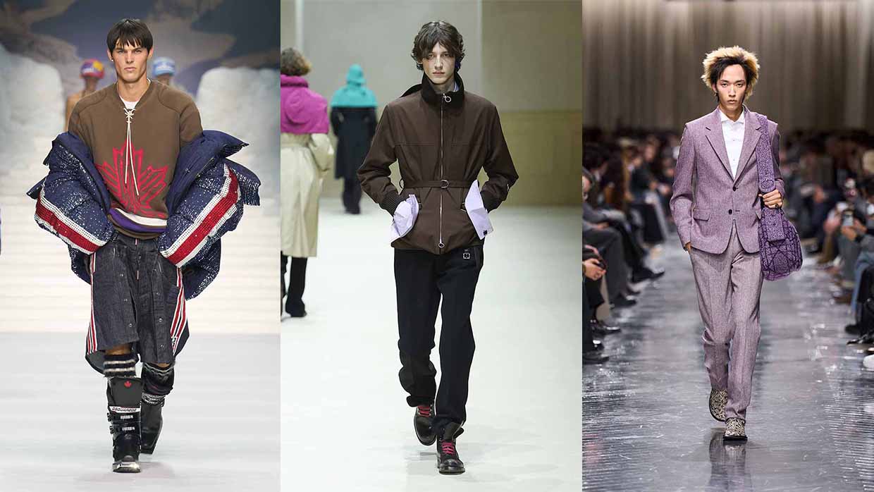 Modetrends man herfst winter 2026 2027 - Photo courtesy of Dsquared2, Prada, Dior